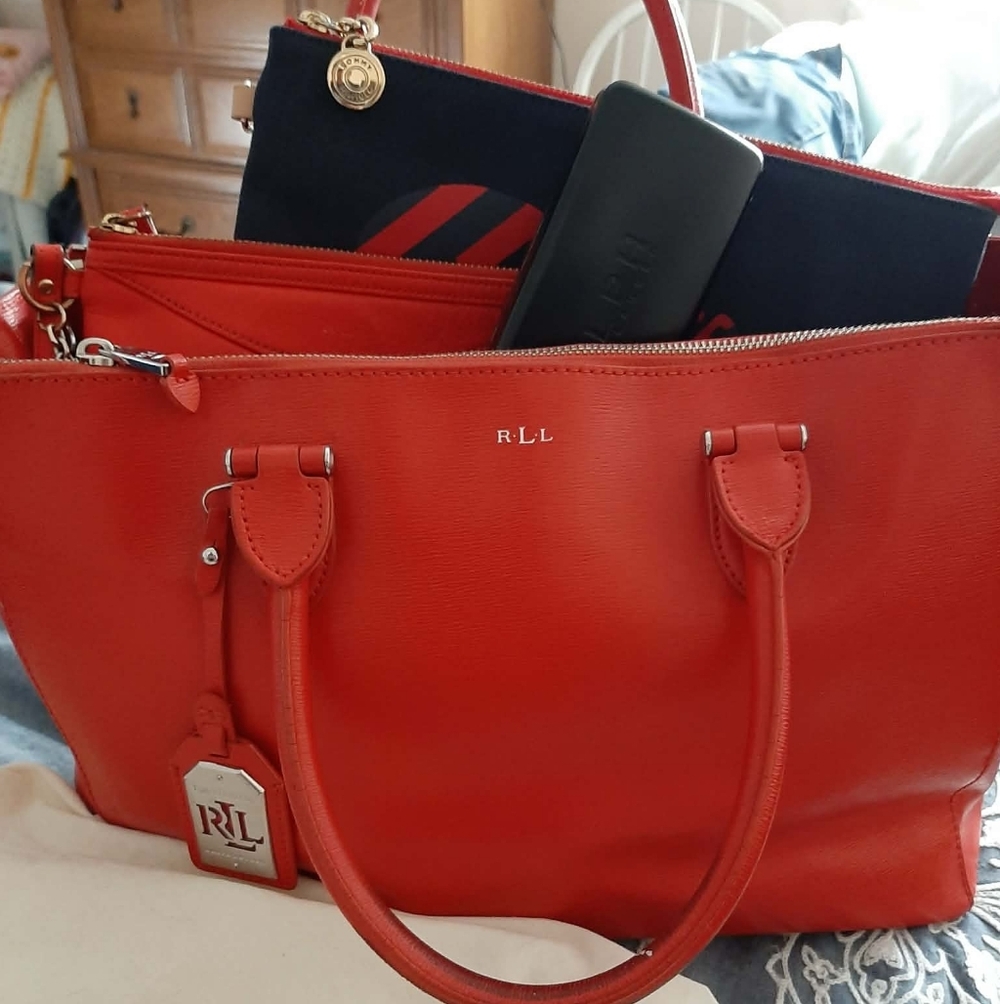 LAUREN RALPH LAUREN Newbury Double Zip Satchel 5 Pc Set